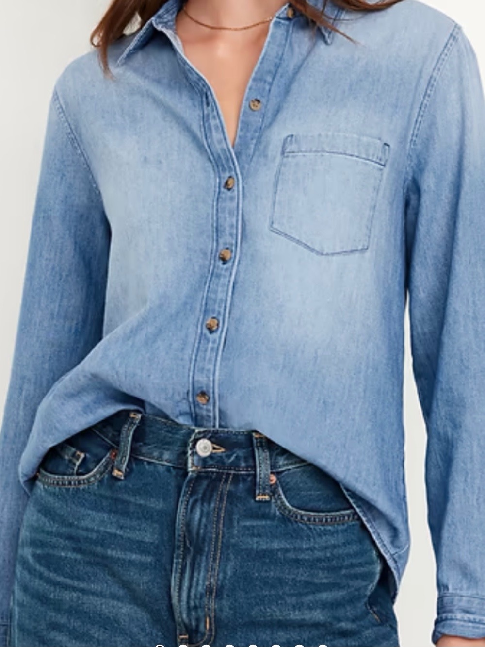 Old Navy Light Blue Denim Button-Down Shirt